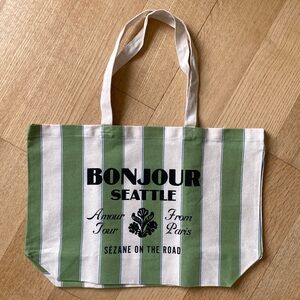 Sezane Bonjour Seattle striped tote bag RARE limited edition NWOT